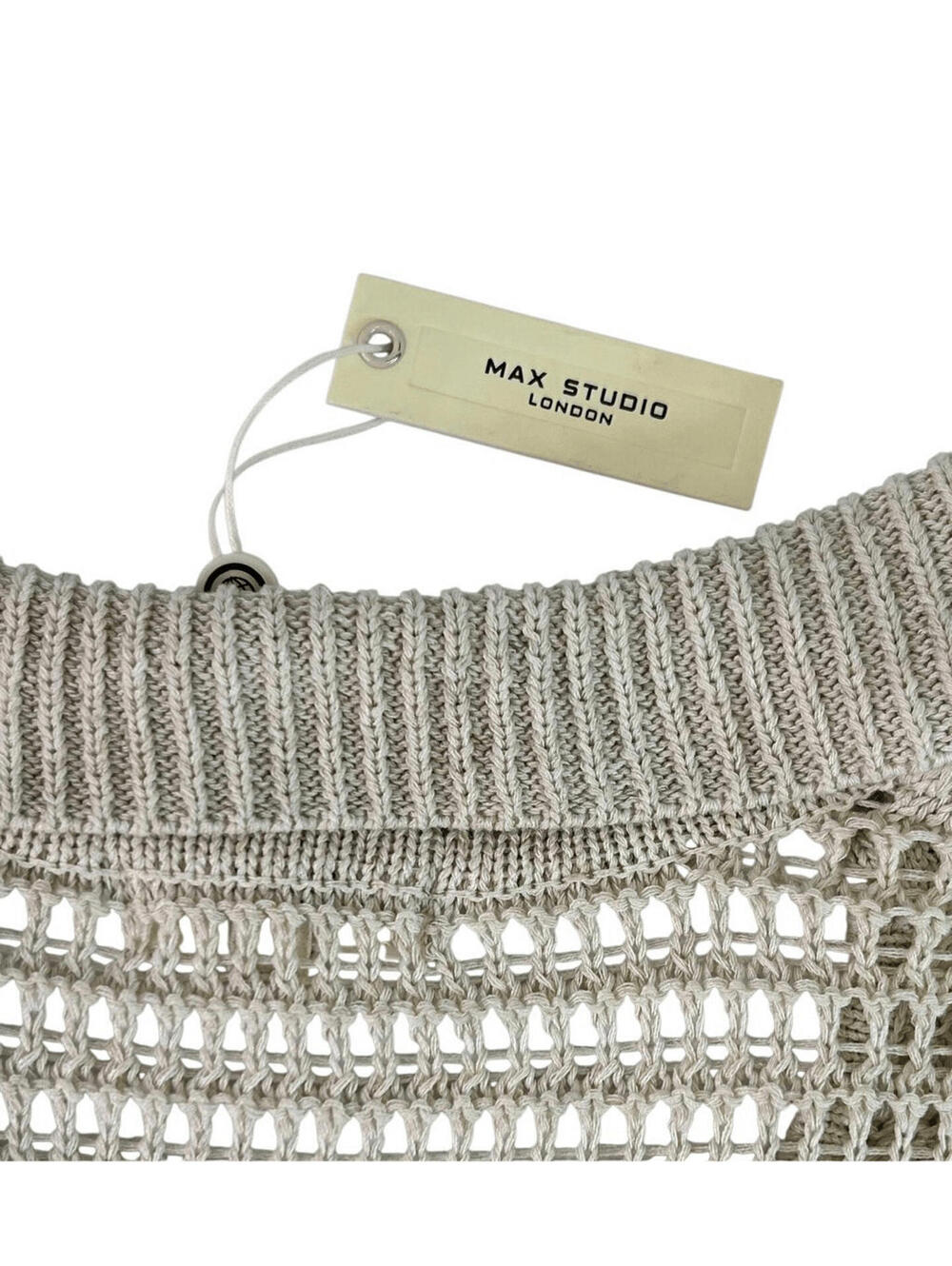 Max Studio London Open Knit Collared V-Neck Size Small - Picture 5 of 11